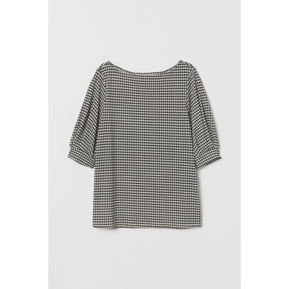 White/houndstooth-patterned Crêped Jersey Top